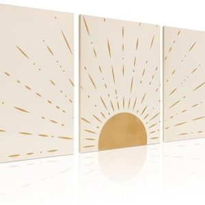 puthiac Boho Minimalist Wall Art - Framed Canvas Prints - Perfect for Modern and Neutral Home Decor, Bohemian Style - Ideal for Living Room, Bedroom, Bathroom and Office