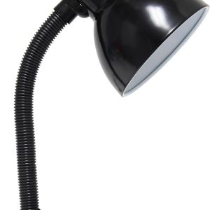 Simple Designs LD1003-BLK Basic Metal Desk Lamp with Flexible Hose Neck for Office, Living Room, Bedroom, College Dorm, Bookshelf, Black