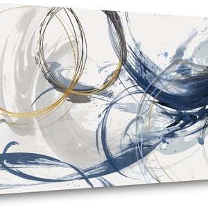 Sxurmtiie Canvas Wall Art Abstract Art Paintings Blue Fantasy Colorful Graffiti on White Background Modern Artwork wall Decor for Living Room Bedroom Kitchen20 x40