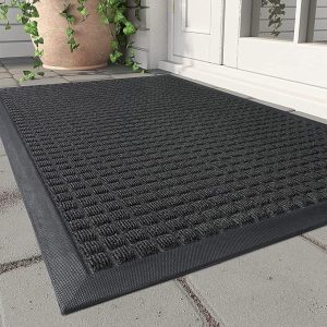 MontVoo-Front Door Mat Outside Entrance Doormat-Outdoor Indoor Door Mat for Entryway-Welcome Mat Thick Durable Rubber Backed Door Entry Mat Non Slip Dirt Trapper Absorbent-Black 17”x30”
