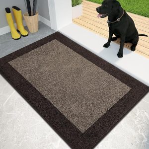 PURRUGS Dirt Trapper Door Mat 20" x 32", Non-Slip/Skid Machine Washable Entryway Rug, Shoes Scraper, Throw Rug, Super Absorbent Area Rug for Muddy Wet Shoes and Paws, Grayish Brown & Coffee